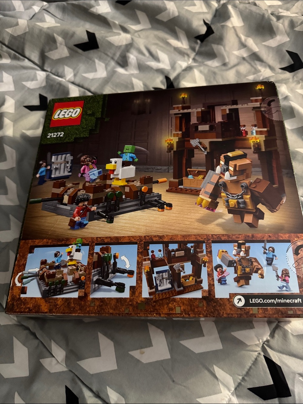 Lego Minecraft Brown and White Playset with Green and Yellow Accents